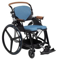 Chaise roulante handicapée pliable Zoof bleu mobio