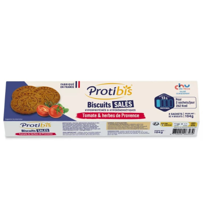 Biscuits hyperprotéinés salés Protibis tomate et herbes de Provence