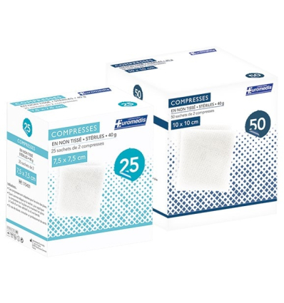 Compresse stérile non tissées carton euromédis 7,5 x 7,5 cm
