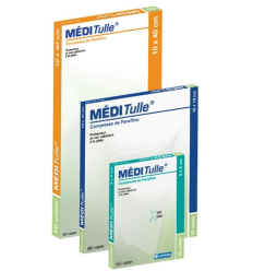 Lot de 6 boîtes de compresses grasses stérilisées Méditulle 10 x 10 cm Euromédis