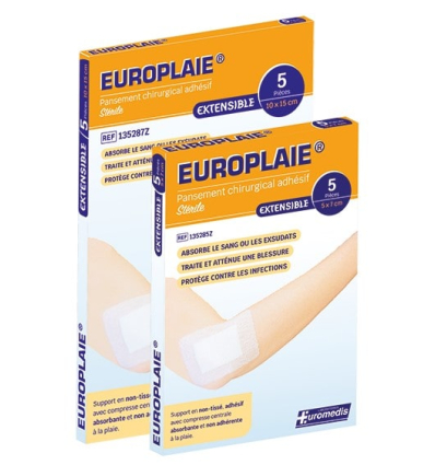 Pansement stérile adhésif avec compresse Europlaie Euromédis