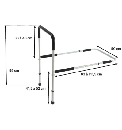 Dimensions de la barre d'appui de lit latérale réglable Robust