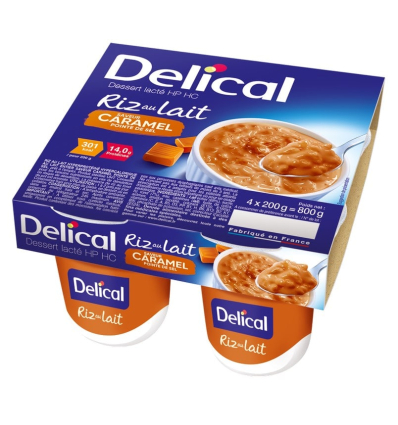 Delical riz au lait HP HC pack de 4 desserts caramel