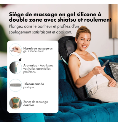 Siège massant et chauffant Shiatsu Zen Himalaya en gel silicone