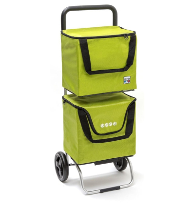 Chariot de courses 2 roues avec 2 compartiments Modulo Bag vert anis