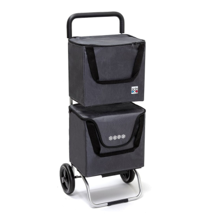 Chariot de courses 2 roues avec 2 compartiments Modulo Bag gris