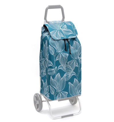 Chariot de courses 2 roues à pousser Carlux fantaisie green leaves