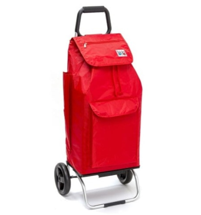 Chariot de courses 2 roues à pousser Carlux multi-poches rouge