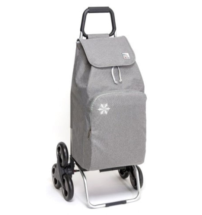 Chariot de courses 6 roues à pousser Carlux gris avec pochette isotherme