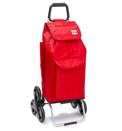 Chariot de courses 6 roues à pousser Carlux multipoches rouge