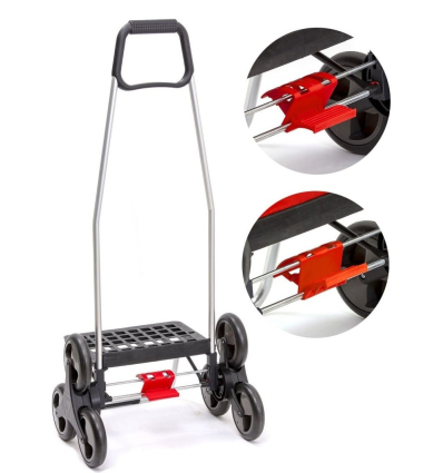 Chariot de courses 6 roues à pousser Carlux Trio avec verrouillant/déverrouillant la rotation des roues