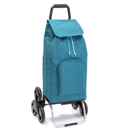 Chariot de courses 6 roues à pousser Carlux Trio multipoches bleu