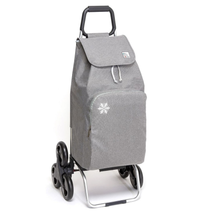 Chariot de courses 6 roues à pousser Carlux Trio gris avec sac isotherme