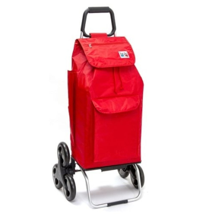 Chariot de courses 6 roues à pousser Carlux Trio multipoches rouge