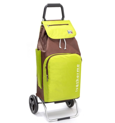 Chariot de courses 2 roues à pousser Carlux marron vert anis isotherme