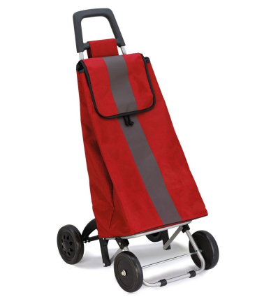 Chariot de courses 4 roues à pousser Quatroll rouge noir