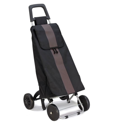 Chariot de courses 4 roues à pousser Quatroll gris noir