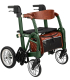 Déambulateur chaise roulante 2 en 1 pliable Glide vert et marron Mobio