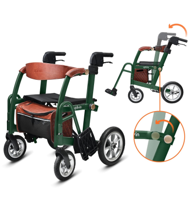 Déambulateur chaise roulante 2 en 1 pliable Glide