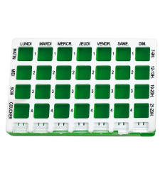 Grand pilulier semainier pour médicament Dolcimo Classic blanc et vert