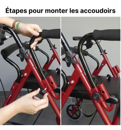 Déambulateur chaise roulante de transfert 2 en 1 Victor avec accoudoirs