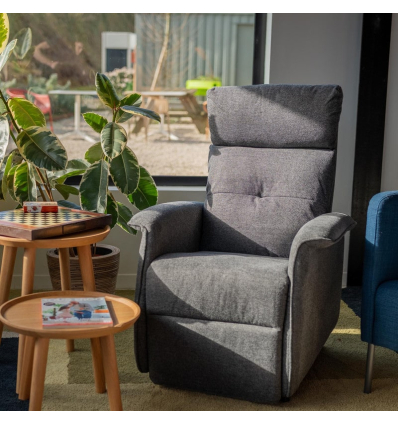 Fauteuil releveur électrique 2 moteurs Camélia tissu gris foncé