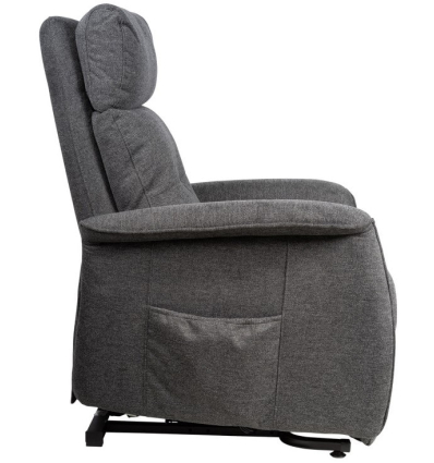 Fauteuil releveur électrique 2 moteurs Camélia tissu gris foncé de côté