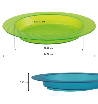 Pack de 20 assiettes ergonomiques adultes Ergo dimensions
