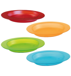 Pack de 20 assiettes ergonomiques adultes Ergo rouge orange vert et bleu