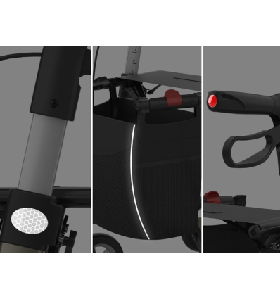 Déambulateur 4 roues léger et pliable Space LX Artline Rehasense avec réflecteurs