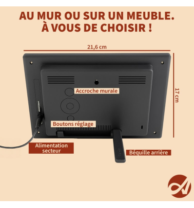 Horloge calendrier numérique Aplos au mur ou à poser
