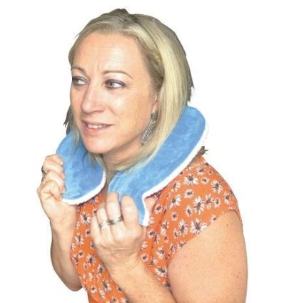 Bouillotte tour de cou traditionnelle bleu avec eau