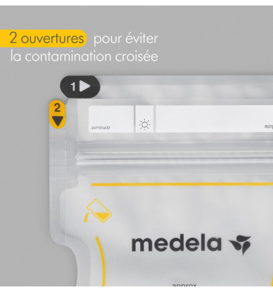 Sachets de conservation du lait maternel Easy Pour Medela avec 2 ouvertures