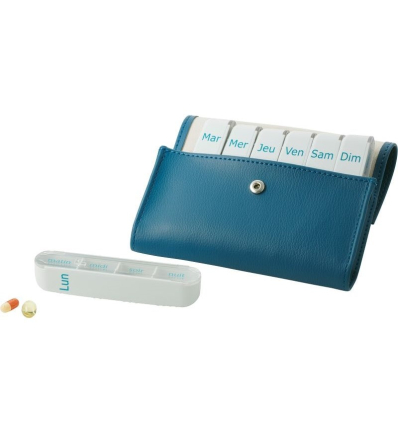 Pilulier semainier pour médicaments avec pochette Pilbox Liberty bleu