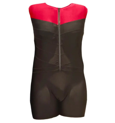 Maillot de bain combinaison flottante pour homme rouge et noir Plouf