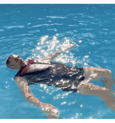 Maillot de bain combinaison flottante pour homme rouge et noir Plouf