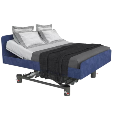 Lit médicalisé électrique 2 personnes Harmonie Twice Flamand tissu bleu marine