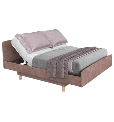 Lit médicalisé électrique 2 personnes Harmonie Twice Flamand tissu rose poudré