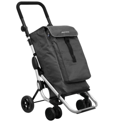 Chariot de courses 4 roues à pousser pliable Go Up gris noir