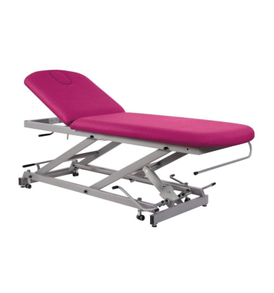 Table d'examen hydraulique 2 plans réglable en hauteur rose