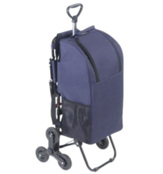 Chariot de courses 6 roues avec siège bleu