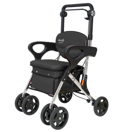Déambulateur chariot de courses 4 roues à pousser avec siège Care Plus Playcare gris