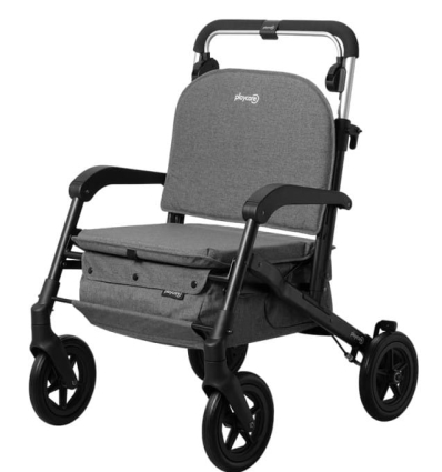 Déambulateur et chariot de courses 4 roues à pousser avec siège Care Lux gris