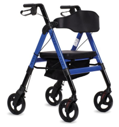 Déambulateur 4 roues bariatrique XXL pliable avec siège Tula bleu