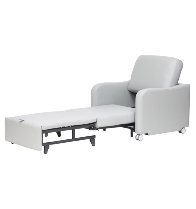 Chauffeuse convertible en lit 1 place tissu gris