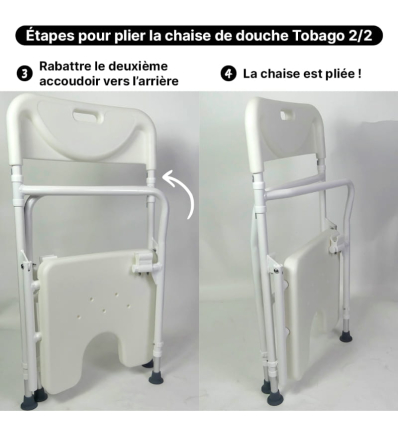 Chaise de douche pliante avec accoudoirs Tobago