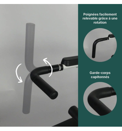 Fauteuil de douche percée à roulettes inclinable Formentera avec poignée relevable