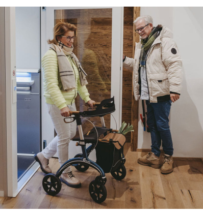 Déambulateur extérieur 4 roues pliable avec siège Carbone Saljol