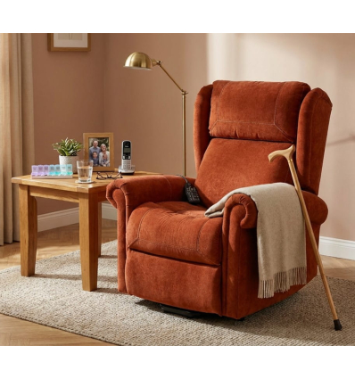 Fauteuil releveur électrique 4 moteurs massant et chauffant Nagoya terracotta