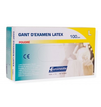 Boîte de 100 gants d'examen médicaux en latex